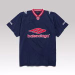 Balenciaga 3B Football V-Neck T-shirt Oversized Navy Blue