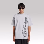 Balenciaga Cursive Medium Fit T-shirt Light Heather Gray - Image 2