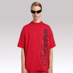 Balenciaga Cursive Medium Fit T-shirt Red - Image 2