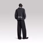 Balenciaga Cursive Oversized Hoodie Light Heather Black - Image 3