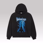 Balenciaga Paris Thunderstorm Medium Fit Hoodie Black