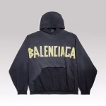 Balenciaga Tape Type Ripped Pocket Hoodie Oversized Black