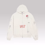 Balenciaga Tattoo Oversized Zip-up Hoodie Cream