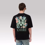 Amiri MA Floral Oversized Tee Black - Image 5