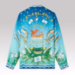 Casablanca Caviar Club Cuban Collar Silk Shirt - Image 3