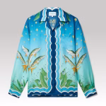 Casablanca Caviar Club Cuban Collar Silk Shirt