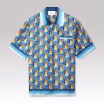 Casablanca L'Arche De Nuit Cuban Collar Silk Shirt
